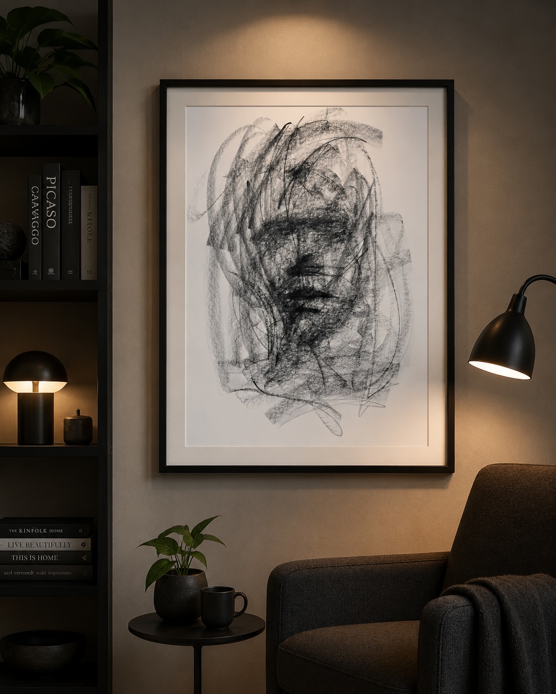 Fragments of Thought — Abstract Charcoal Artwork